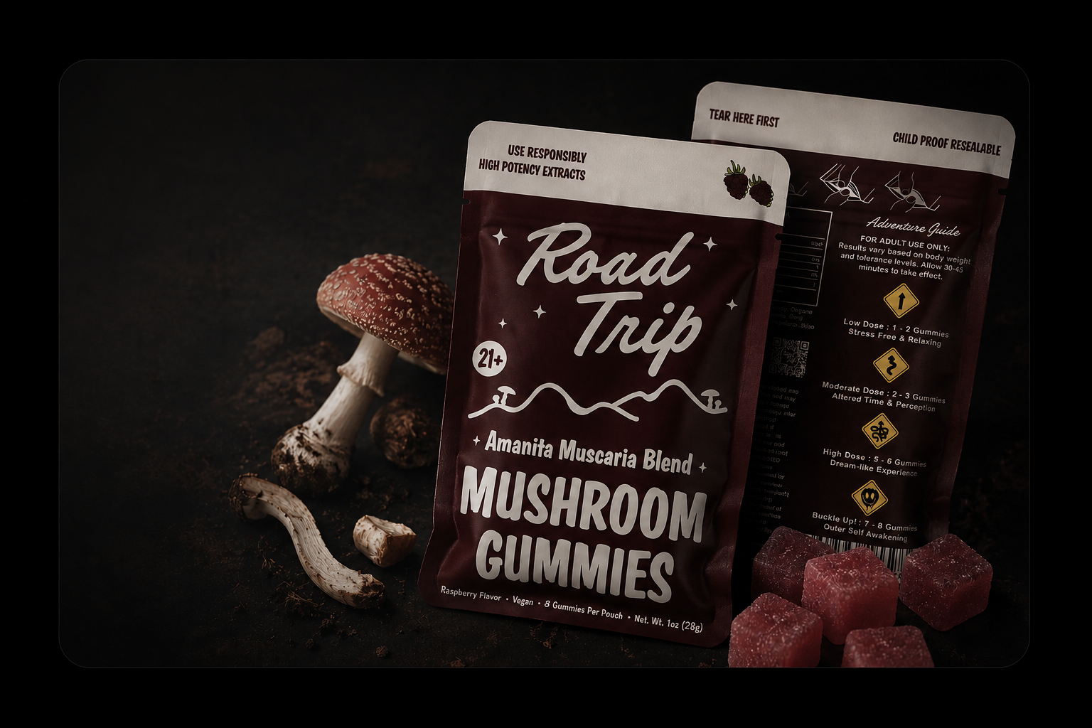 Road Trip Amanita Muscaria Blend mushroom gummies
